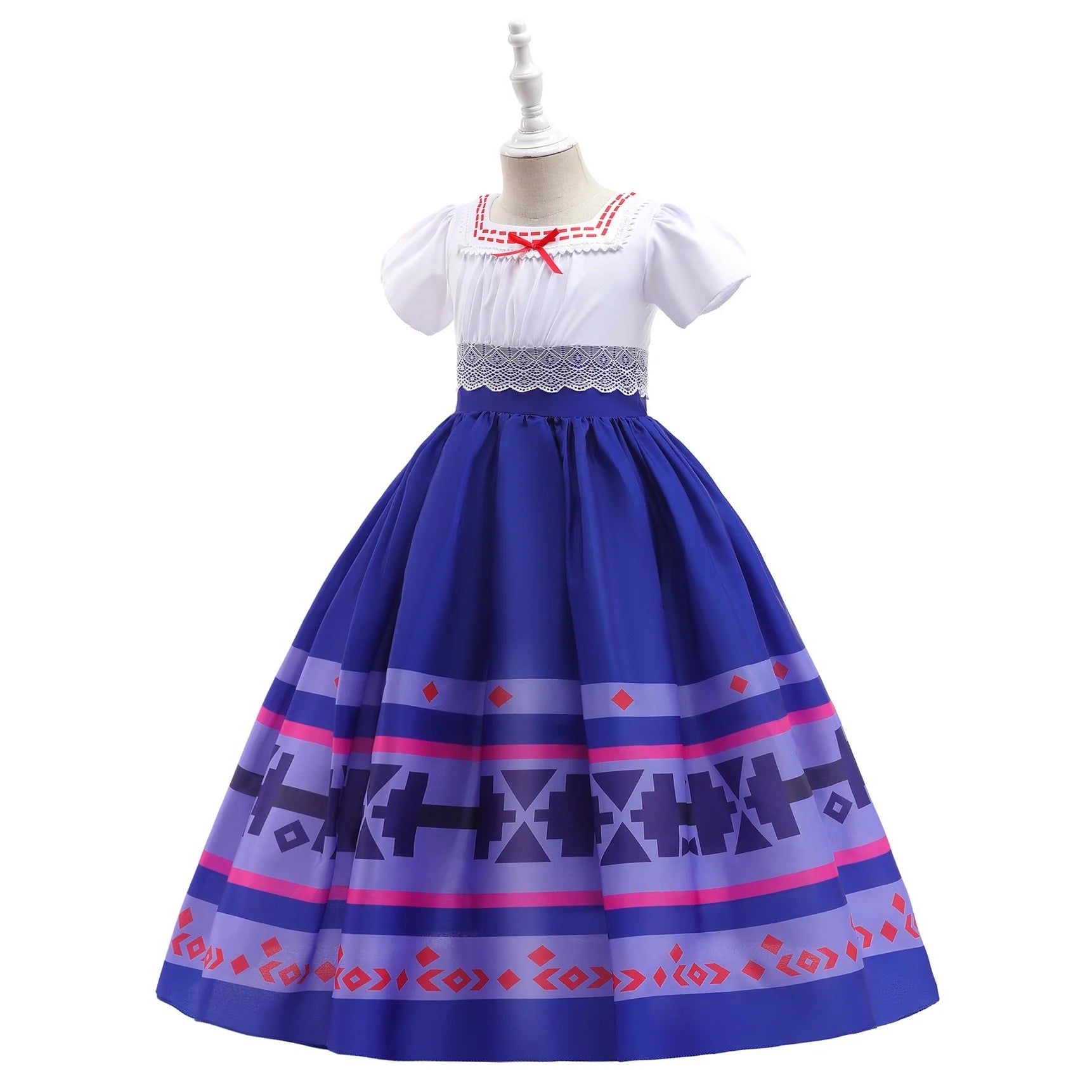 Costume White With Blue Puff Sleeve Encanto Luisa Long Dresses