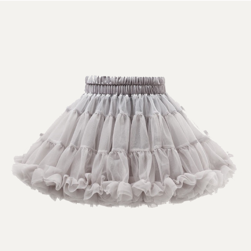 Girls Tutu Skirt Two Sides Double Fluffy Light Grey