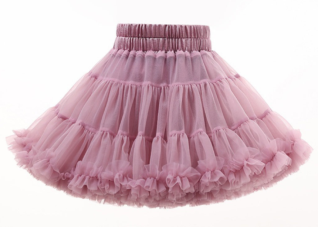Girls Tutu Skirt Two Sides Double Fluffy Peach With Pink Edge