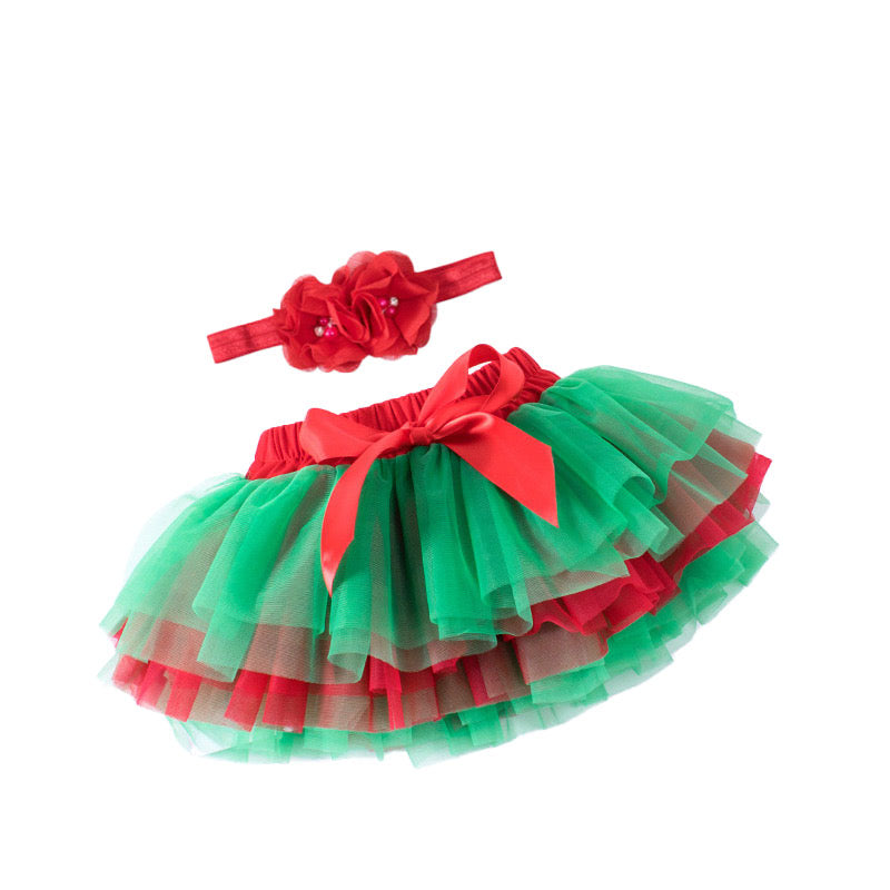 Tutu Skirt For Baby Red With Green