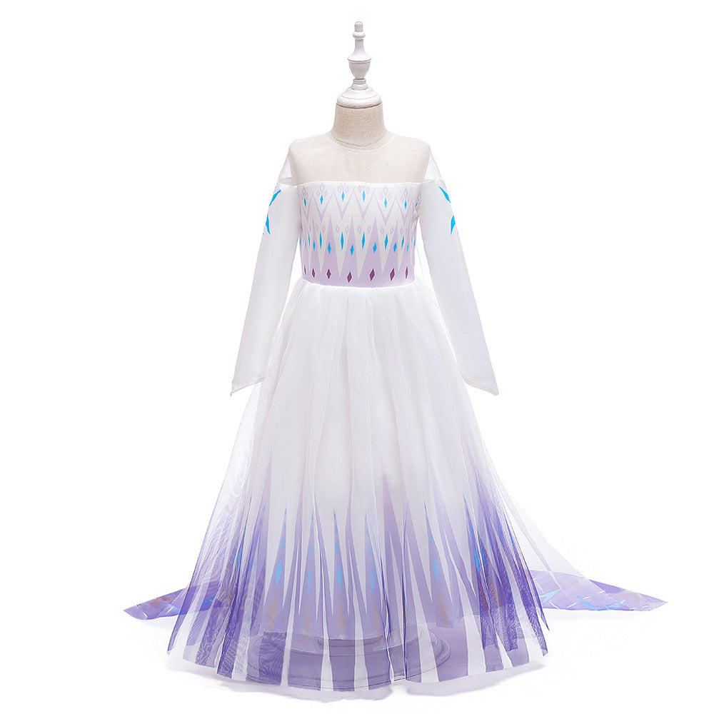 Elegant and Luxurious Frozen Elsa Princess Dresses White With Purple Style1