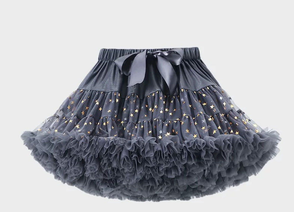 Girls Tutu Skirt Star Grey