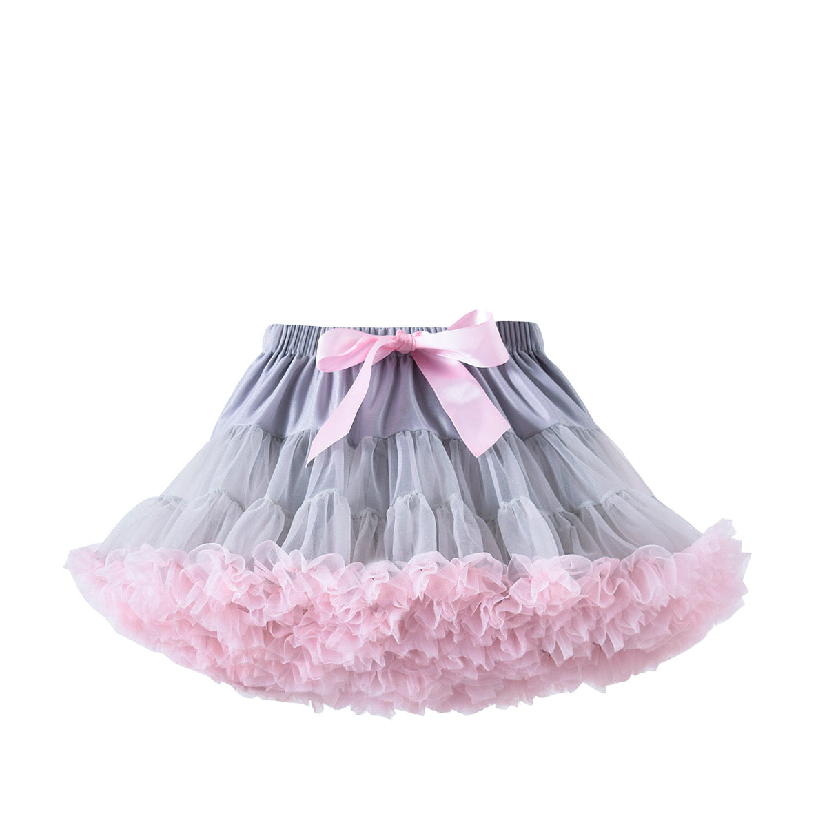 Girls Tutu Skirt Grey With Pink Edge