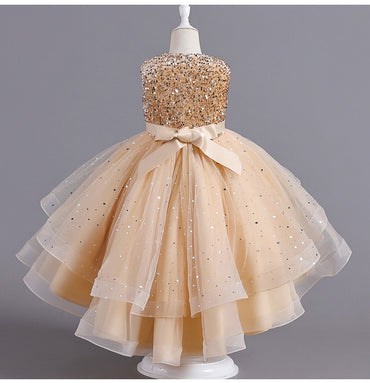 Embroidered Lace Christmas Golden Princess Dresses