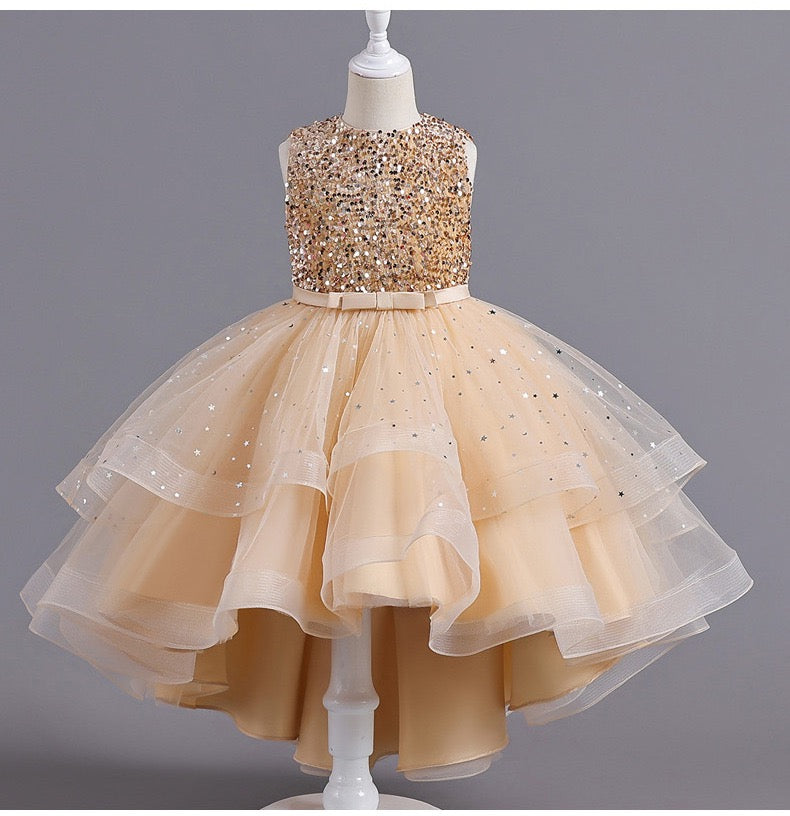 green emerald velvet dress Luxury Princess Golden Sparkle Birthday Party Ball Gown Dress – HOUSE OF  CLAIRE main image 1