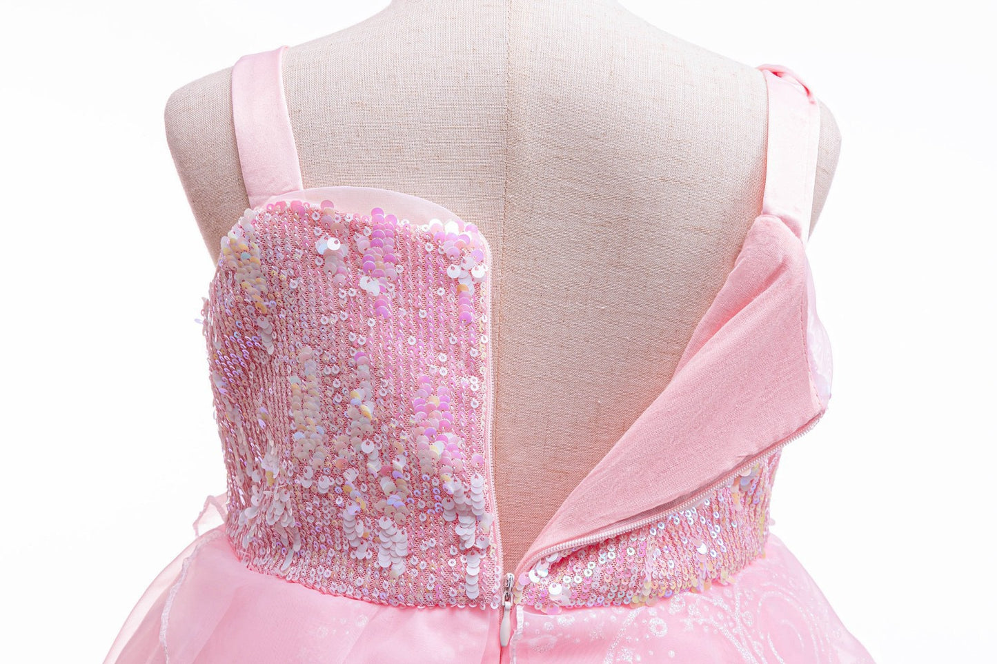 Pink Witch Glinda Princess Costume with Shiny Fluffy Bubble Tulle Dress