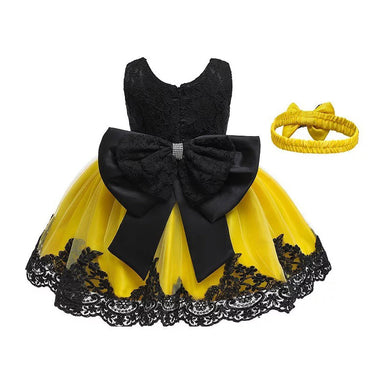 Embroidered Lace Wiggle Emma Princess Black With Yellow Dresses