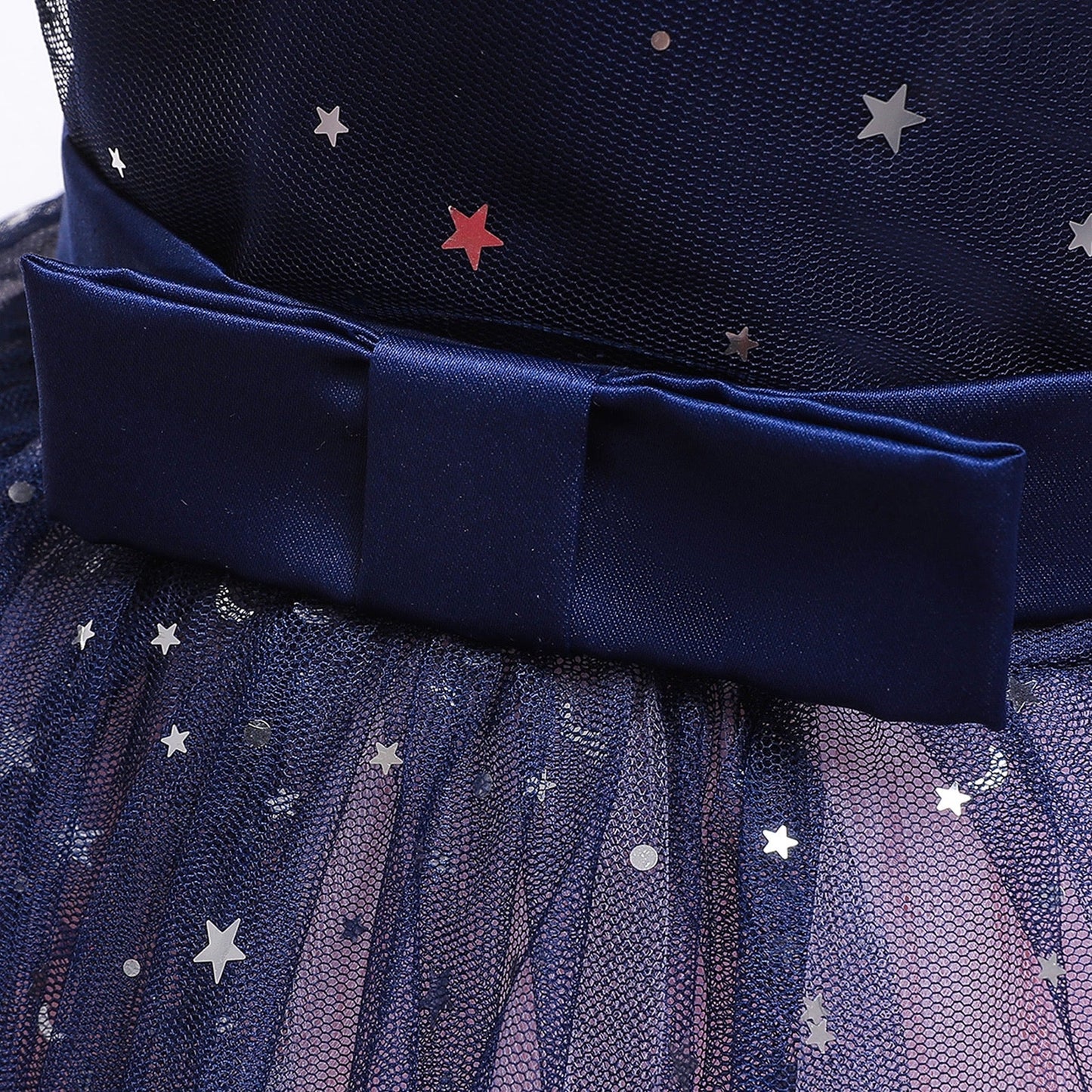 Embroidered Lace Star Navy Princess Dresses