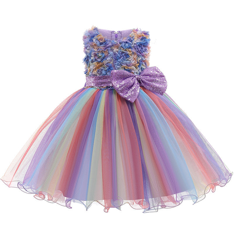 Rainbow Purple Flower Princess Dresses