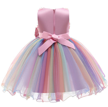Rainbow Pink Flower Princess Dresses