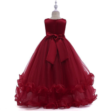 Embroidered Lace Luxury Claret Piano Dancing Princess Dresses
