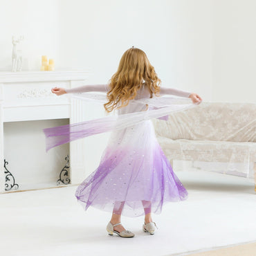 Elegant and Luxurious Frozen Elsa Princess Dresses White With Purple Style3