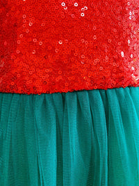 Embroidered Lace Christmas Princess Dresses Red With Green