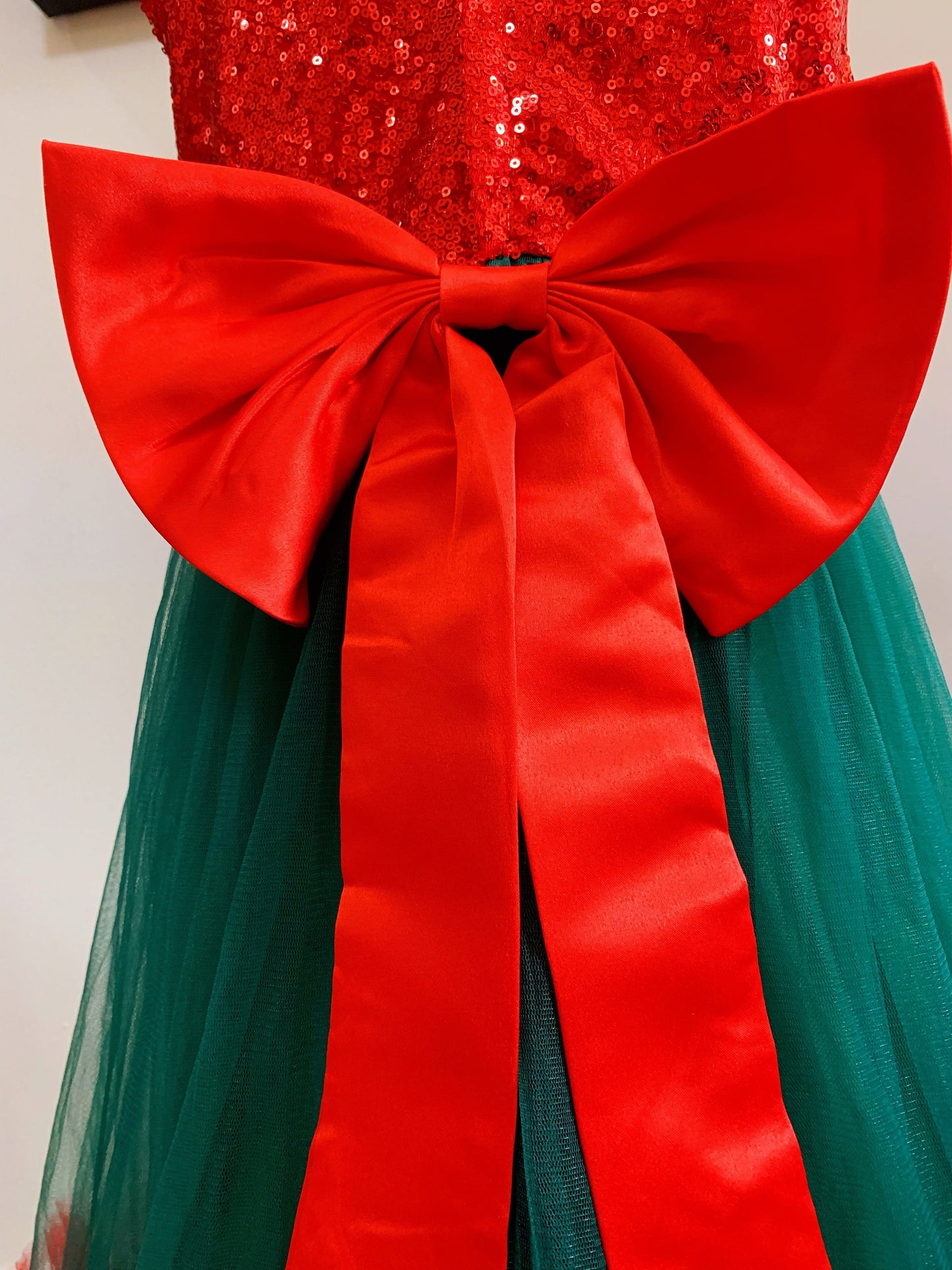 Embroidered Lace Christmas Princess Dresses Red With Green