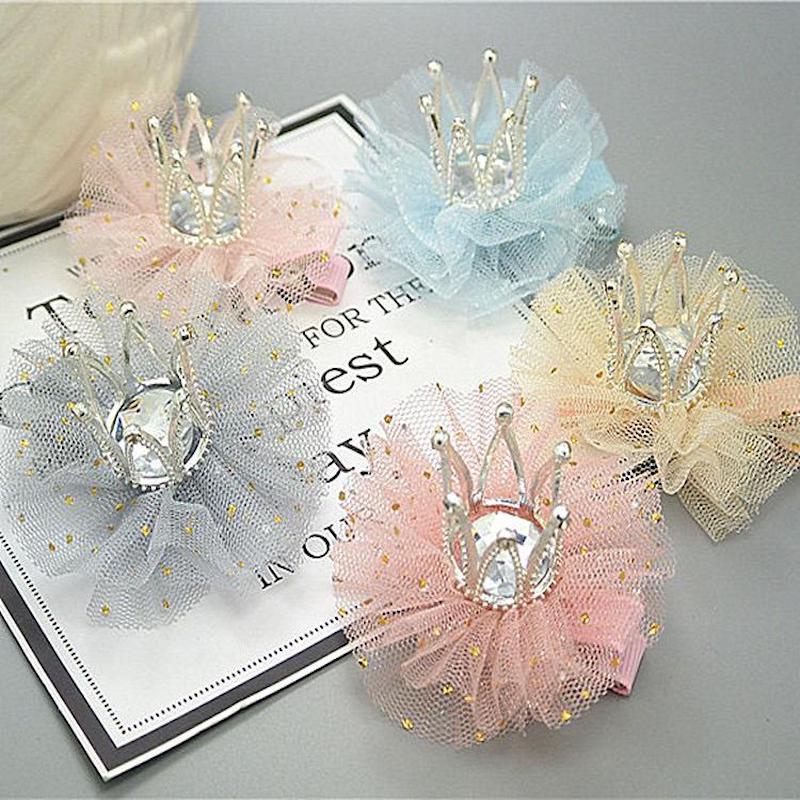 Three-dimensional Diamond Pearl Lace Crown Hairpin 1
