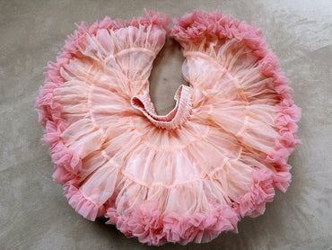 Girls Tutu Skirt Two Sides Double Fluffy Peach With Pink Edge