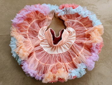 Girls Tutu Skirt Two Sides Double Fluffy Rainbow Pink