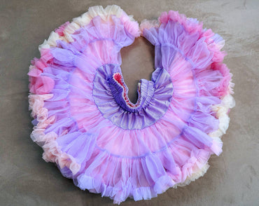 Girls Tutu Skirt Two Sides Double Fluffy Rainbow Purple