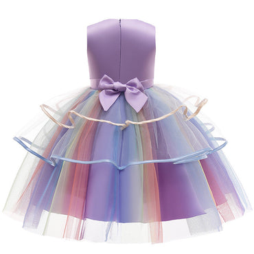 Unicorn Lace Princess Dresses Easter Girls Purple With Rainbow Purple Dresses