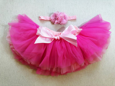 Tutu Skirt For Baby Rose Red With Pink