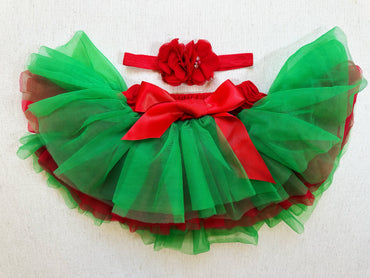 Tutu Skirt For Baby Red With Green