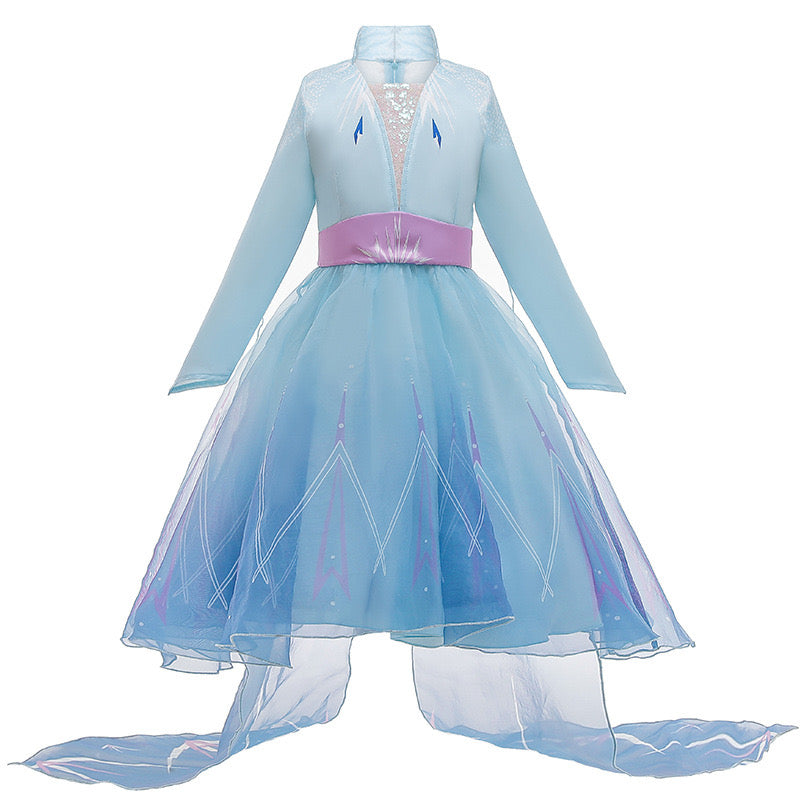Elegant and Luxurious Frozen Elsa Light Blue Long Sleeve Princess Dresses
