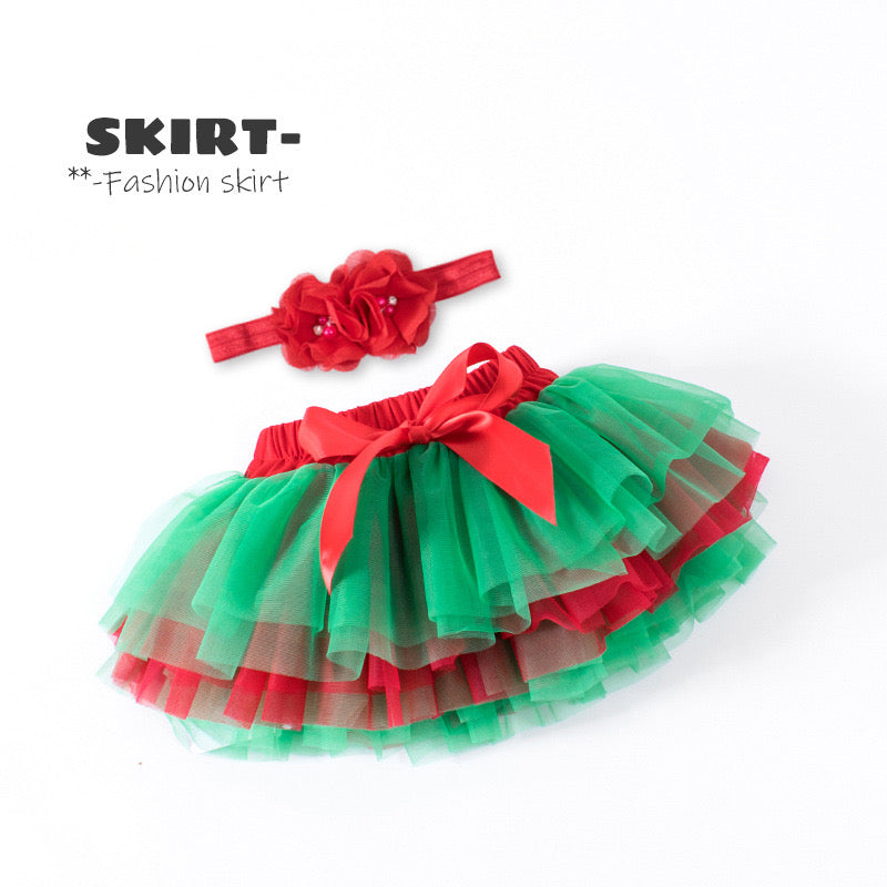 Tutu Skirt For Baby Red With Green