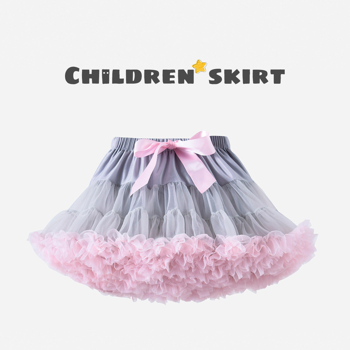Girls Tutu Skirt Grey With Pink Edge