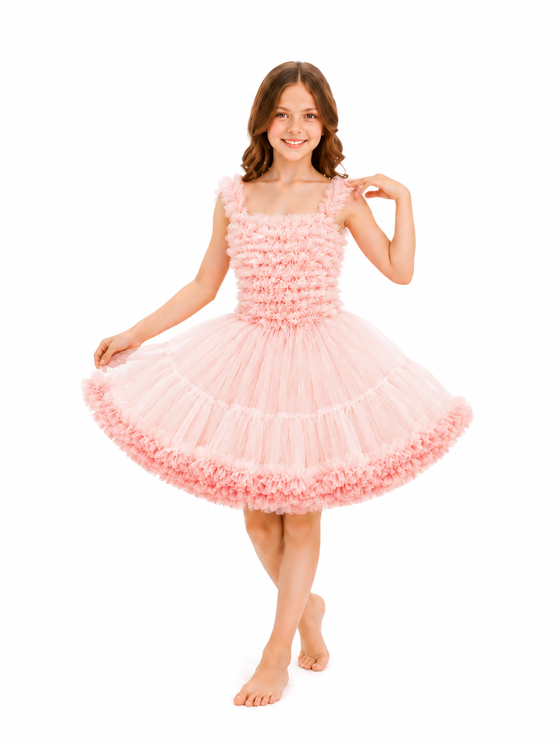 Siamese Tutu Dress Peach With Watermelon Red Edge