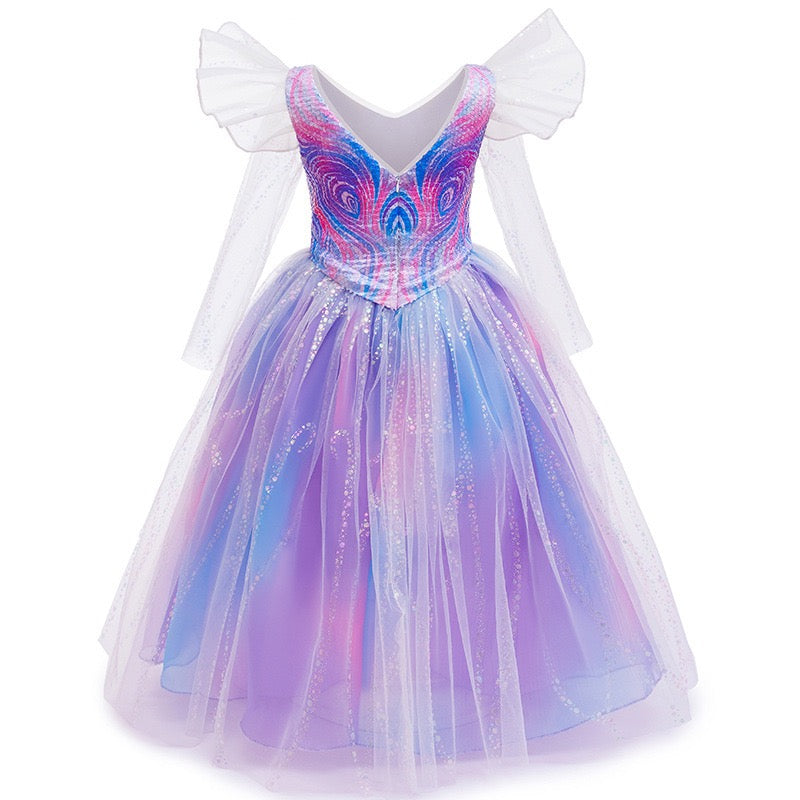 Pink Witch Glinda Princess Costume with Shiny Fluffy Bubble Tulle Dress2