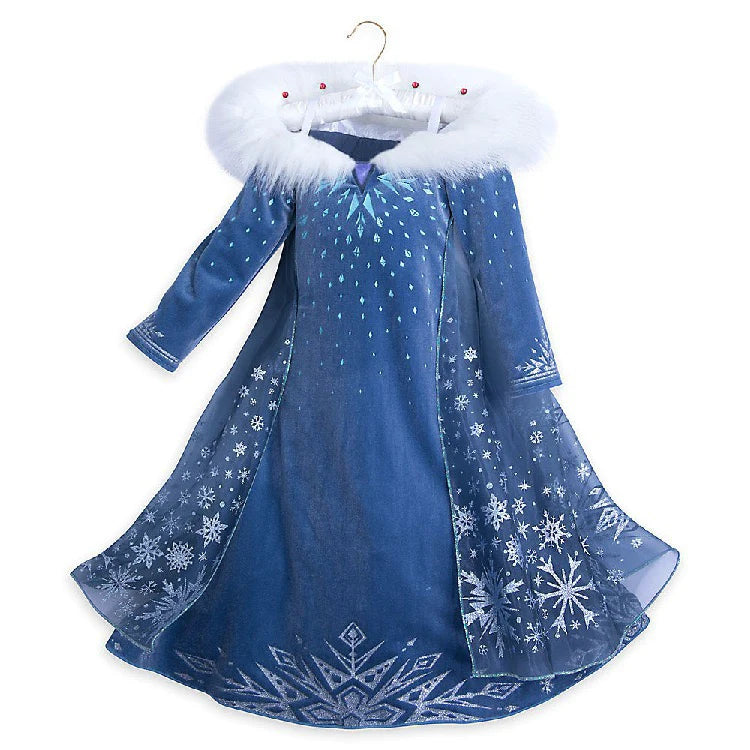 Winter Snow Diamond Blue Frozen Elsa Princess Dresses