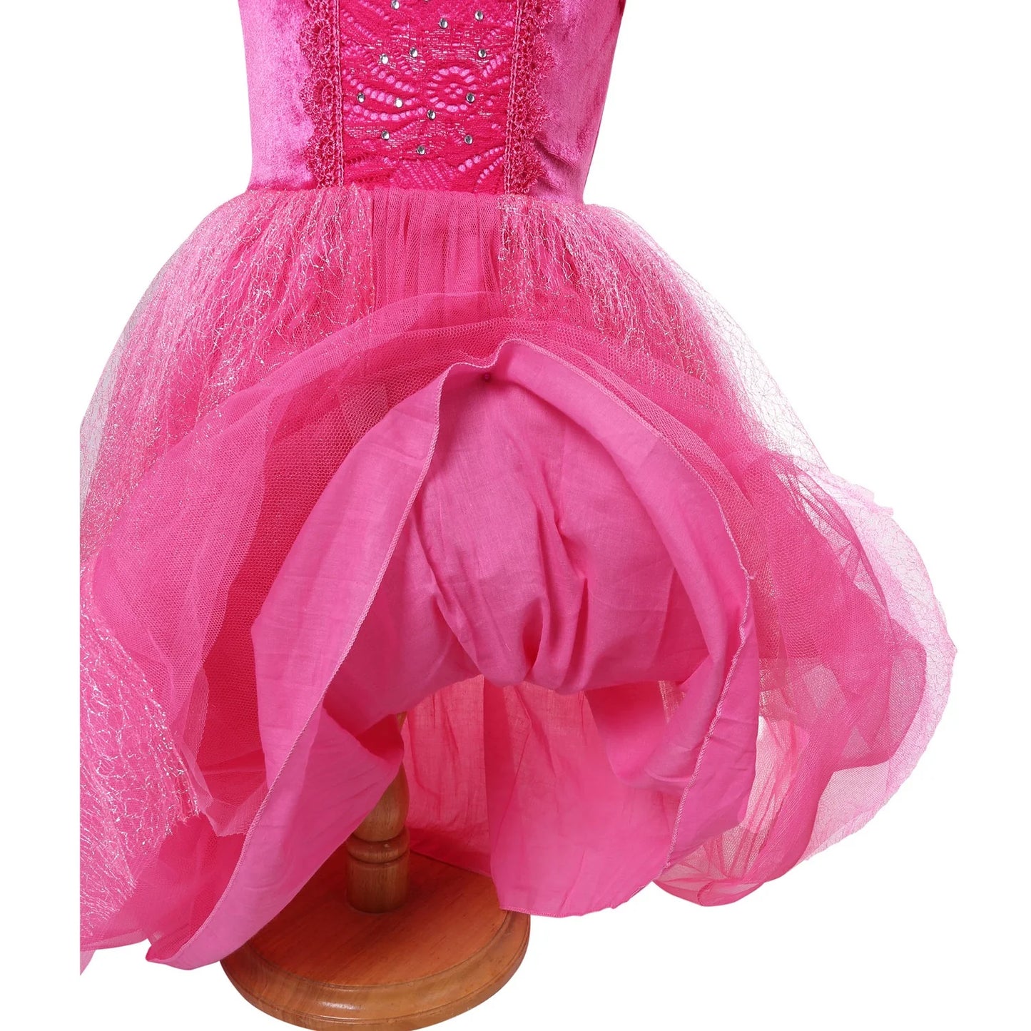 Embroidered Lace Rose Red With Butterflies Cinderella Princess Dresses