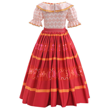 Girls Cartoon Rice White With Orange Encanto Dolores Costume Long Dresses