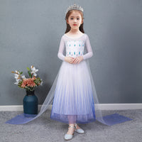 Elegant and Luxurious Frozen Elsa Princess Dresses White With Blue