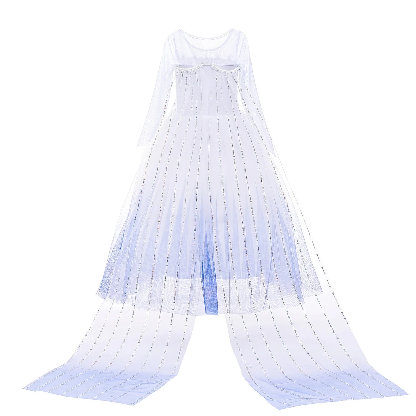 Elegant and Luxurious Frozen Elsa Princess Dresses White With Blue