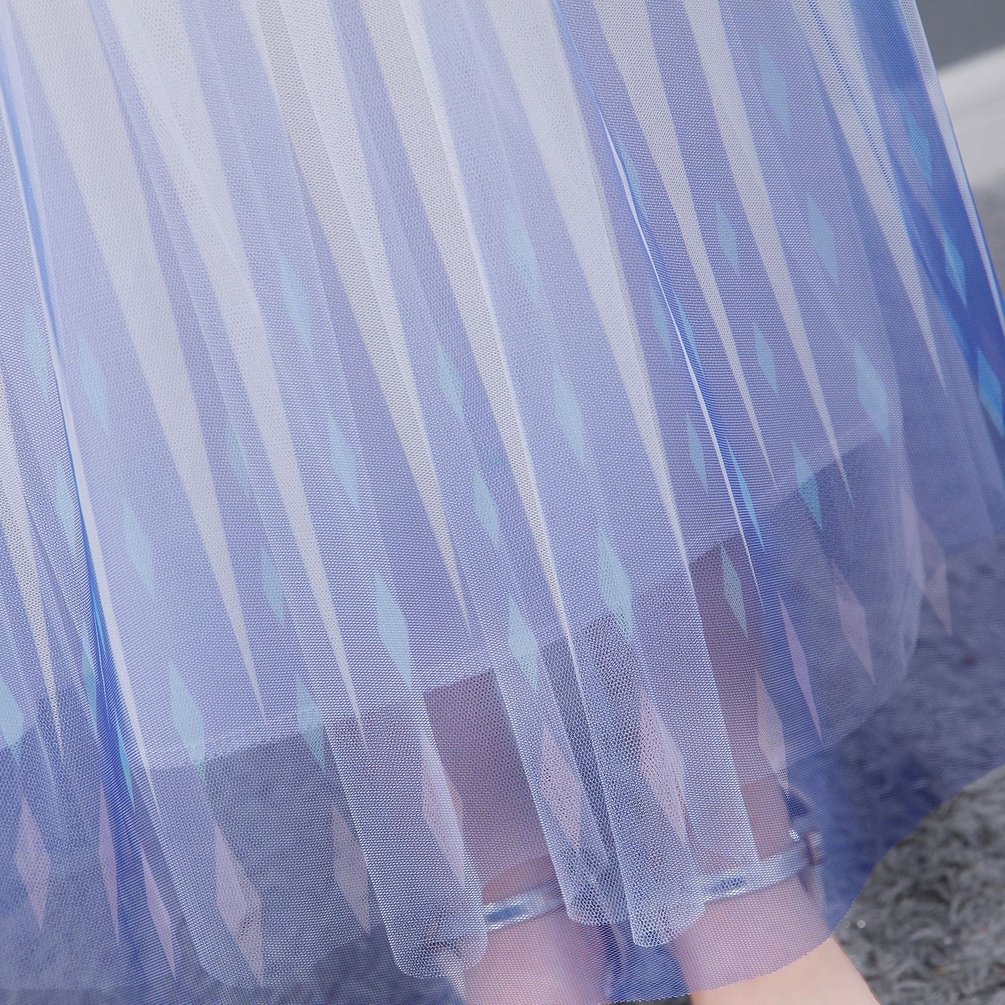 Elegant and Luxurious Frozen Elsa Princess Dresses White With Blue