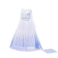 Elegant and Luxurious Frozen Elsa Princess Dresses White With Blue