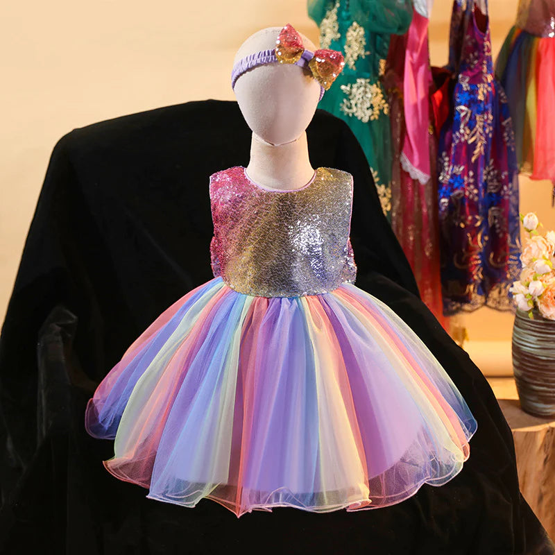 Rainbow Shinny Purple Princess Dresses