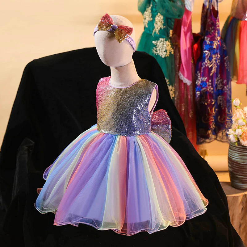 Rainbow Shinny Purple Princess Dresses