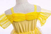 Embroidered Art Flower Lace Beauty Beast Belle Princess Dancing Party Yellow Dresses