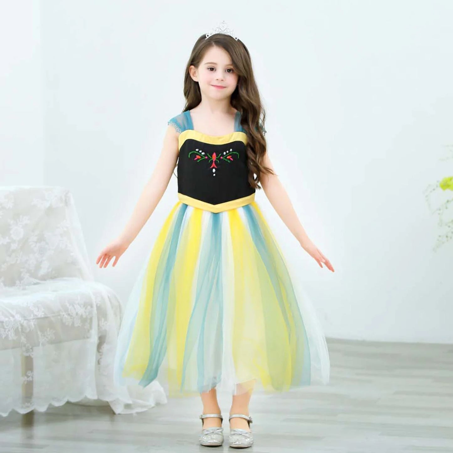 Elegant and Luxurious Frozen Anna Black With Green Princess Dresses