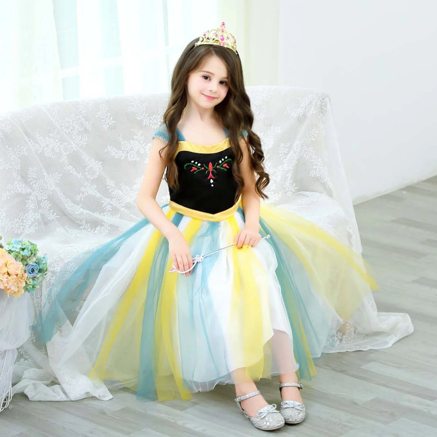 Elegant and Luxurious Frozen Anna Black With Green Princess Dresses