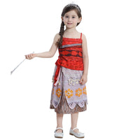 Girls Cosplay Costume Sling Tops Moana Skirt Set