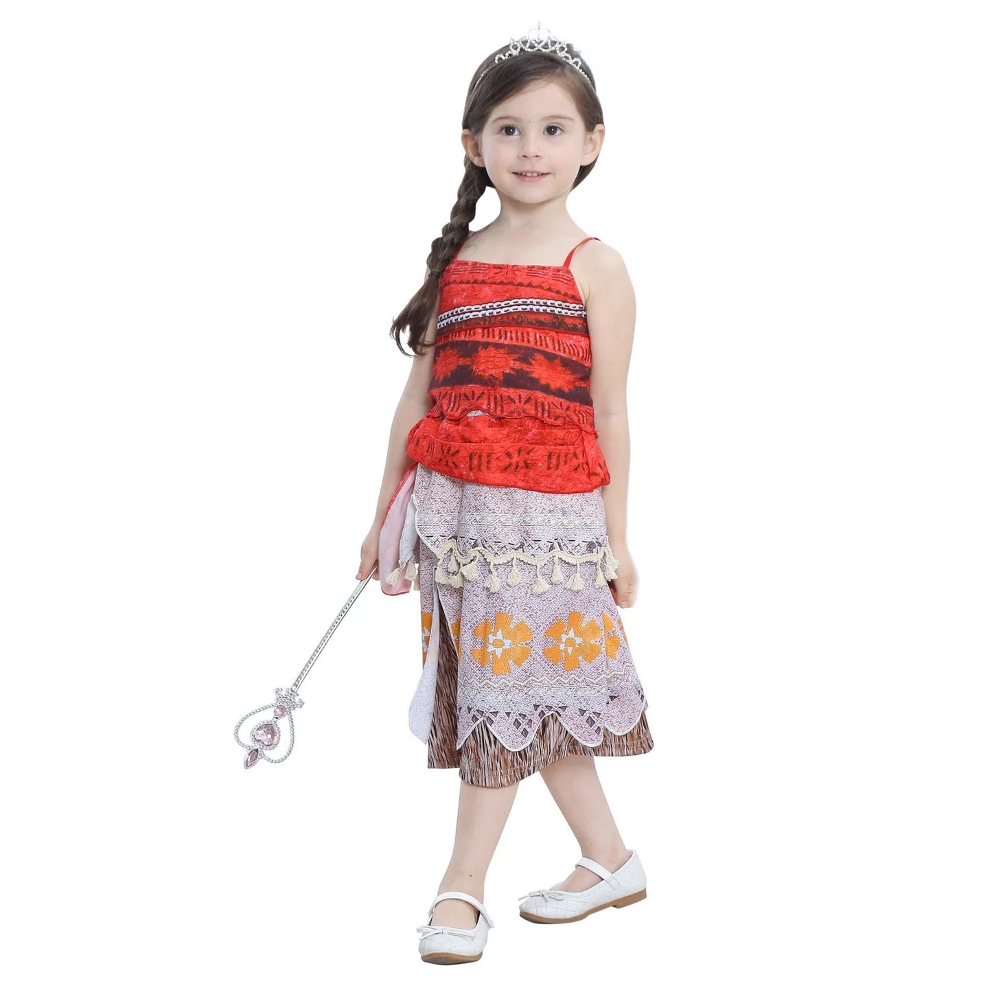 Girls Cosplay Costume Sling Tops Moana Skirt Set