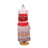 Girls Cosplay Costume Sling Tops Moana Skirt Set