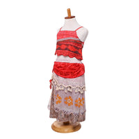 Girls Cosplay Costume Sling Tops Moana Skirt Set