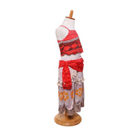 Girls Cosplay Costume Sling Tops Moana Skirt Set