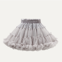 Girls Tutu Skirt Two Sides Double Fluffy Light Grey