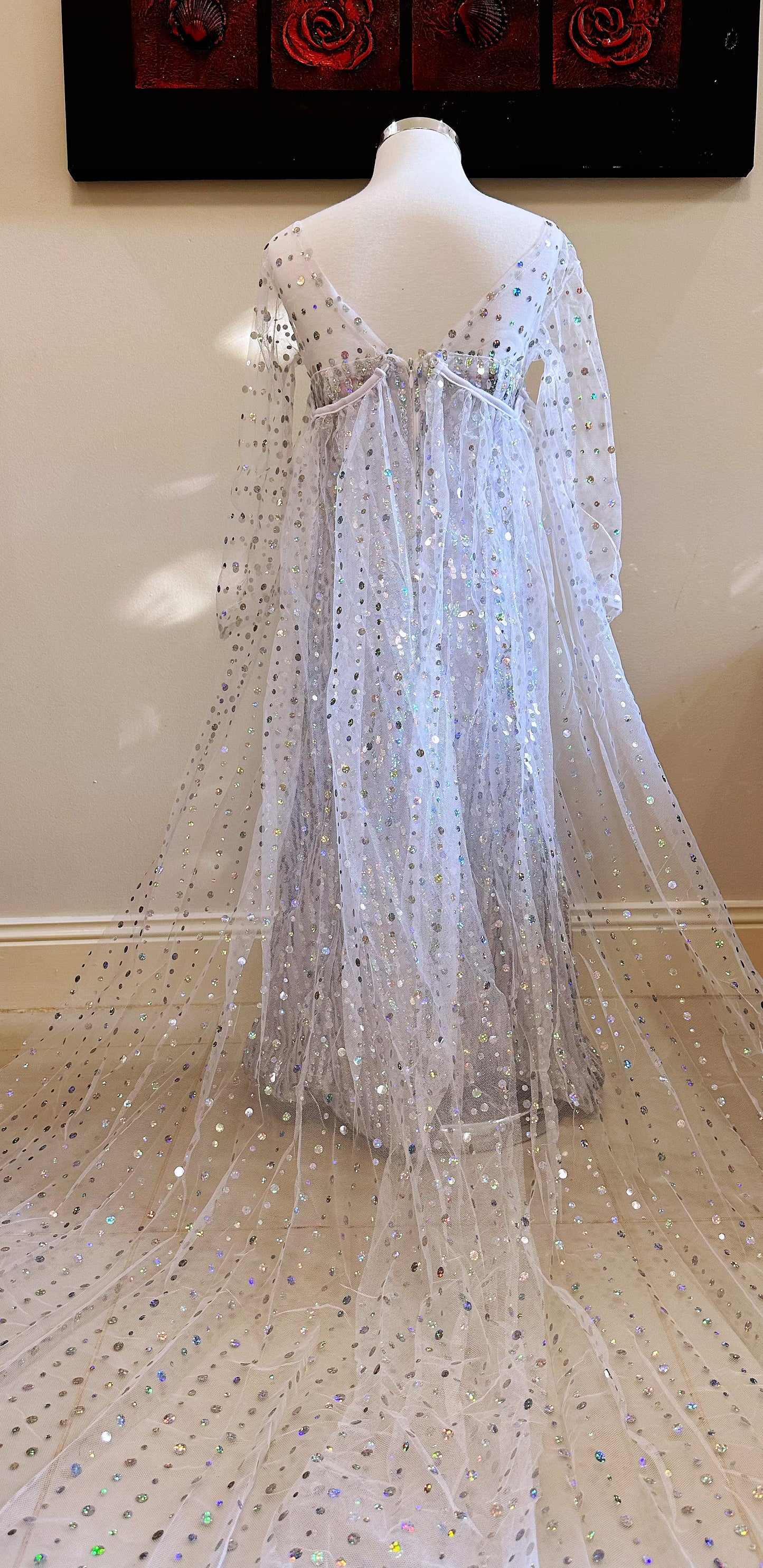 Princess Dresses Frozen Elsa Long Shinny White