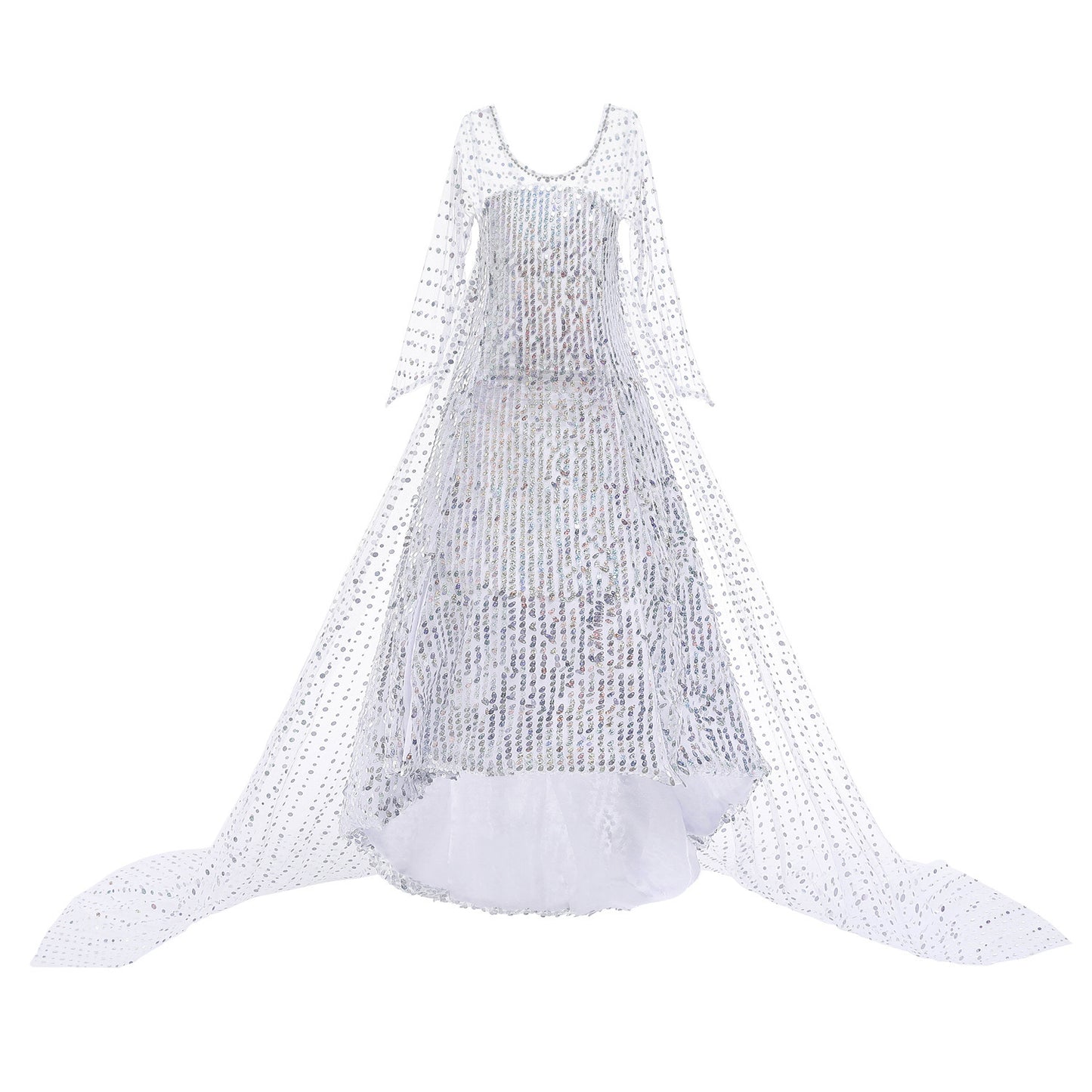 Princess Dresses Frozen Elsa Long Shinny White